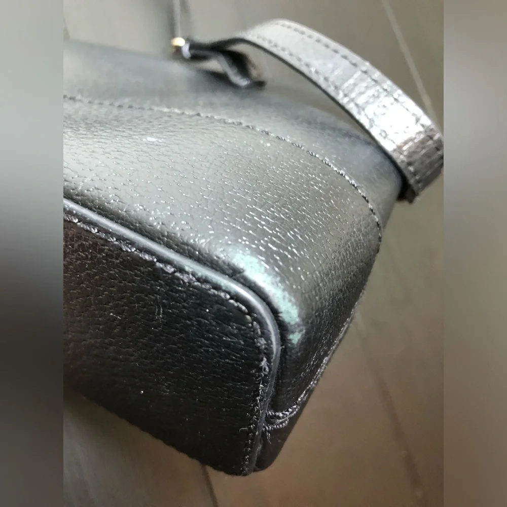 kate spade Black Pebbled Leather Dome Crossbody with Gold-Tone Logo